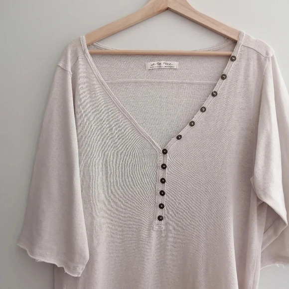 Free People We The Free Morgan Henley Short Sleeve in Prosecco Beige Medium - Picture 6 of 16